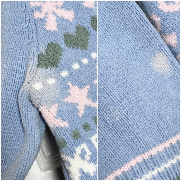 LOVESHACKFANCY 90s Pastel Heart Bow Fair Isle Knit Pullover Cropped Sweater XL - Picture 16 of 16